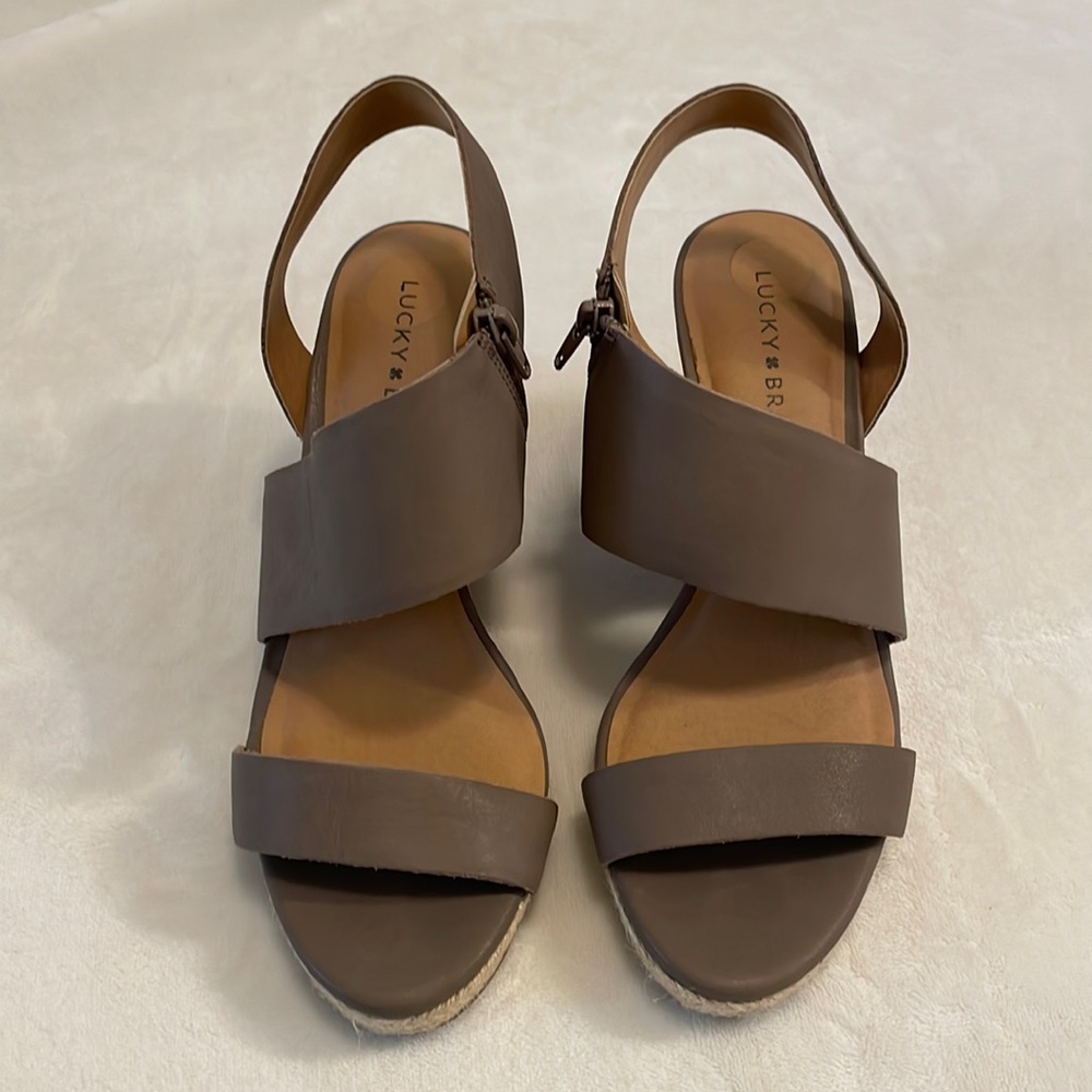 Lucky brand leather wedge heels